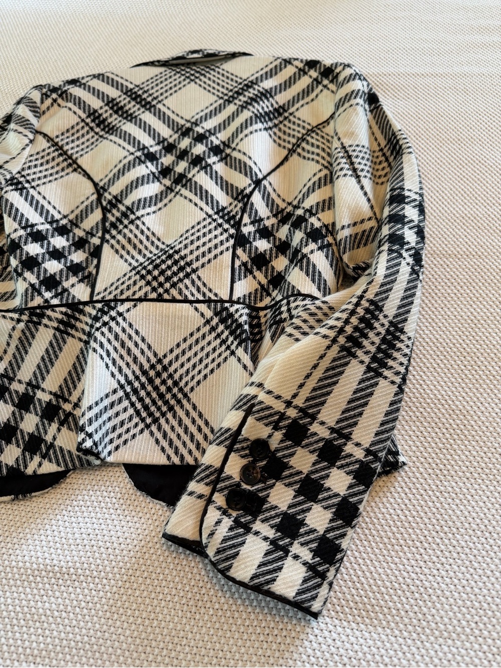 White House Black Market Black & White Plaid Fitted Blazer - Size 0 NWT - Picture 13 of 16